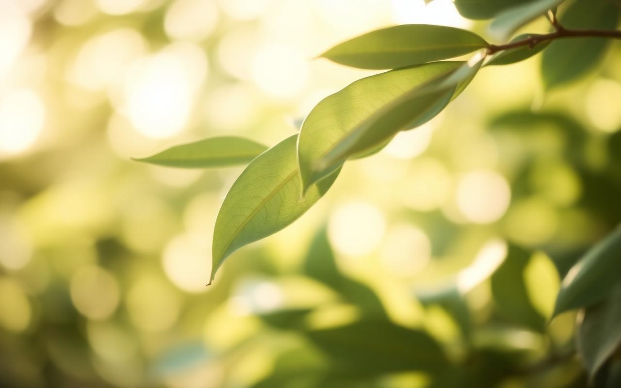 Soft sunlight through green leaves — the kind of small moment the practice teaches you to notice